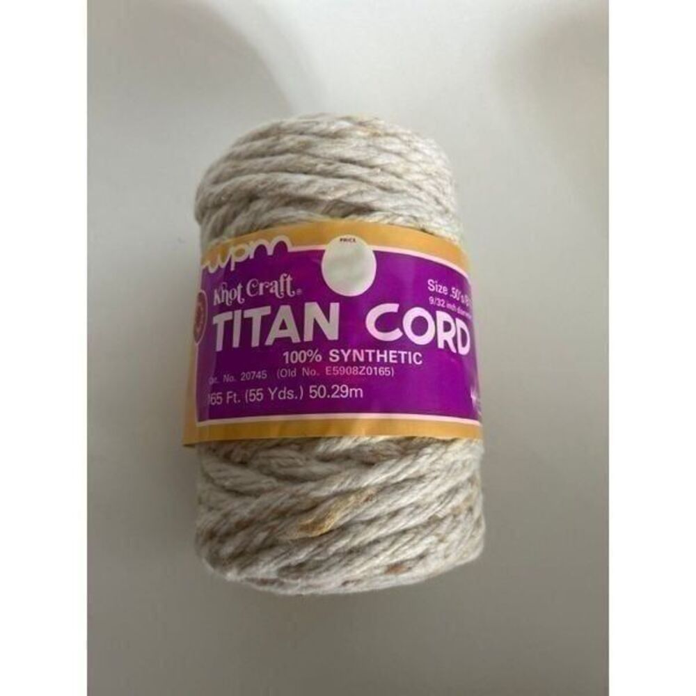 Titan Cord Sz .50's/8 Ply 55 yds Beige Cord Puritan Mills Vtg Knot Craft Twisted